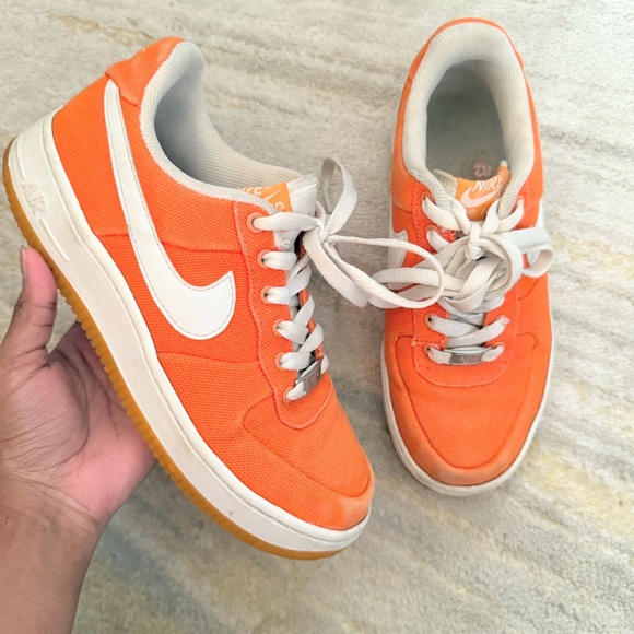 Nike Air Force 1 Low Canvas Orange White Gum Sole Women’s 6.5 - Picture 1 of 13